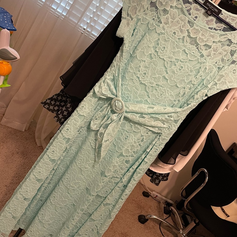 Lace light blue dress